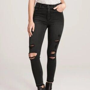 Abercrombie Ankle Length Distressed Faded Black Jean | 30/10 Short